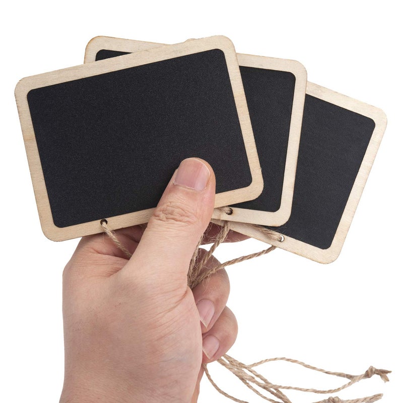 ONUPGO 16 Pack Chalkboard Tags for Baskets with String, Mini Erasable Chalkboards with Hanging String, Wooden Mini Chalkboard Signs, Hanging Chalkboard Labels, Price Tags, Message Tags - Image 2